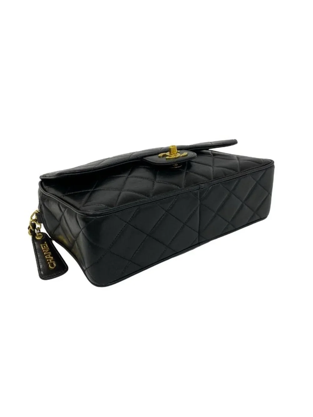 Chanel Box Card with Number 3 Quilted CC Logo Lambskin Shoulder Bag Black